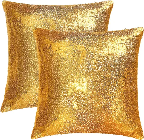 Miniatura 8 de iMaylex Juego de 2 fundas de almohada decorativas cuadradas brillantes con lentejuelas para Pascua, fiesta lumbar, otoño, boda, Navidad, Año Nuevo