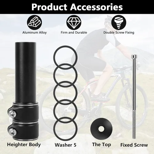 Miniatura 2 de Elevador de potencia de bicicleta ajustable, extensor de manillar de bicicleta que aumenta la altura del manillar hasta 5.3 pulgadas para la mayoría