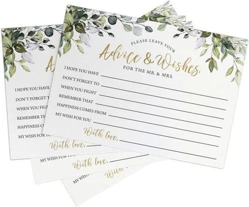 Miniatura 2 de Printed Party Consejos y deseos de boda, Greenery Bridal Shower, 50 tarjetas