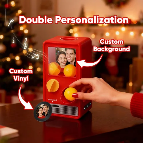 Miniatura 2 de Máquina de música Gachapon personalizada, mini reproductor de vinilo personalizado de canciones de Spotify y fotos, caja de música interactiva retro