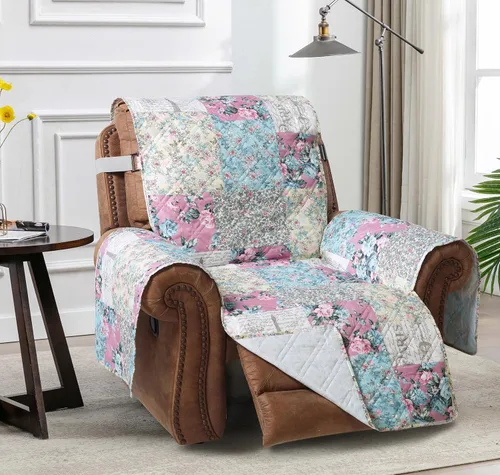 Miniatura 20 de Brilliant Sunshine Funda acolchada para silla con diseño de retazos de corazón de amor burdeos, 23 pulgadas de ancho de asiento, protector