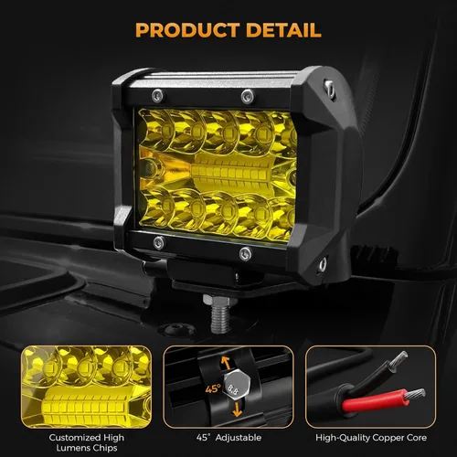 Miniatura 2 de Turboo - Cápsulas LED, barra de luz LED de 4 pulgadas, luz de flash ámbar, 2 unidades de 12000 lúmenes, luz todoterreno de triple fila, combo