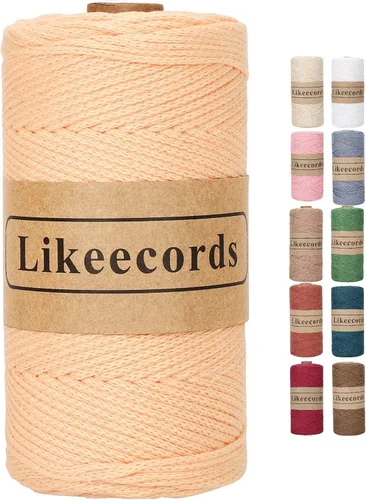 Miniatura 43 de Likeecords Cuerda de algodón 100% hilo de ganchillo de 0.079 pulgadas, cuerda trenzada de macramé, cuerda de macramé, hilo de ganchillo para regalo