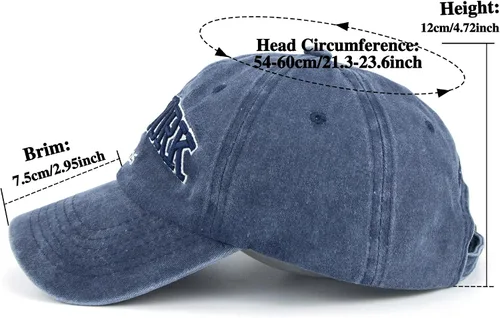 Miniatura 4 de Sombrero de béisbol New York Distressed-Adjustable Strapback - Sombrero de sarga lavada unisex, talla única