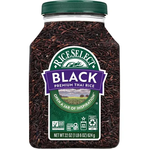 RiceSelect Arroz negro premium, grano entero, sin gluten, sin OMG y arroz vegano, sin BPA, tarro de 22 onzas (paquete de 1)