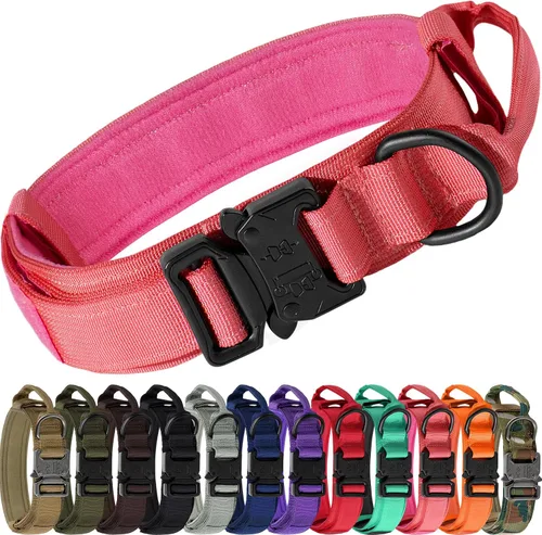 Miniatura 17 de Joytale Collar táctico para perro con asa, collar militar ajustable y resistente con 2 parches para entrenamiento, adecuado para perros medianos