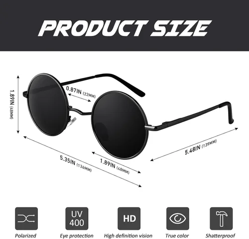 Miniatura 87 de CGID Gafas de sol unisex polarizadas redondas E01 Lennon