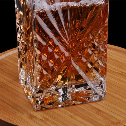 Miniatura 5 de Decantador de vidrio con tapón geométrico hermético, decantador de whisky para vino, bourbon, brandy, licor, jugo, agua, enjuague bucal, vidrio