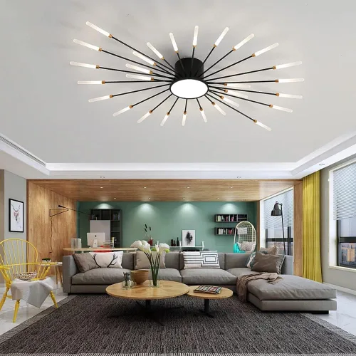 Miniatura 20 de Lámpara de techo LED regulable de 32 pulgadas, 12 luces de techo, lámpara de techo empotrada, iluminación de interior dorada para sala de estar, 12