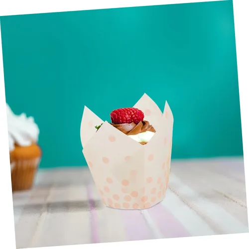 Miniatura 3 de 50 piezas para tartas y muffins, soportes para cupcakes rosa, pergamino, forros para magdalenas, forro de mousse, para hornear, tazas de yogur