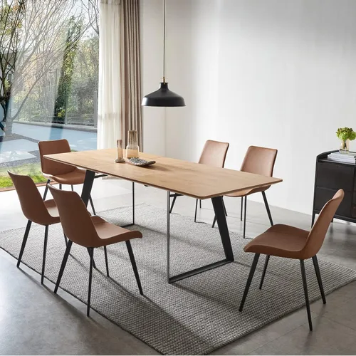 Miniatura 36 de ZckyCine Mesa de Comedor Moderna de Mediados de Siglo y Sillas para 4 Rectangular de Madera Expandible que Ahorra Espacio Multifuncional Marrón