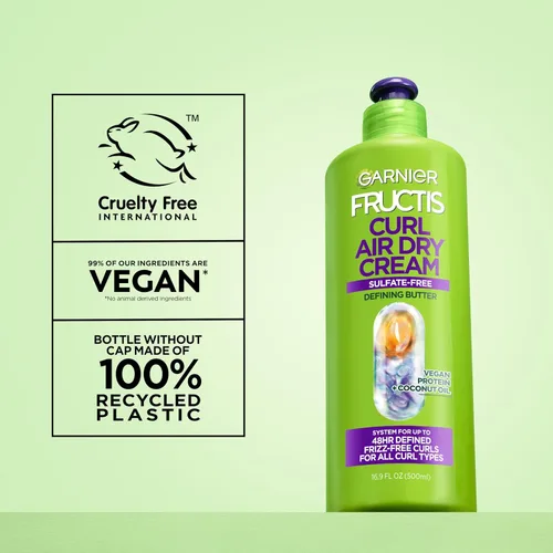 Miniatura 12 de Garnier Fructis Air Dry Cream XL - Acondicionador sin enjuague y set de gel hidratante Flexi Hold Curls, definición de rizos, control de humedad