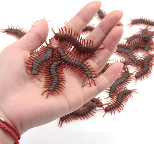 Miniatura 2 de NUOBESTY 100 piezas de ciempiés falsos de plástico ciempiés realista broma broma juguetes para el día de los inocentes suministros de fiesta