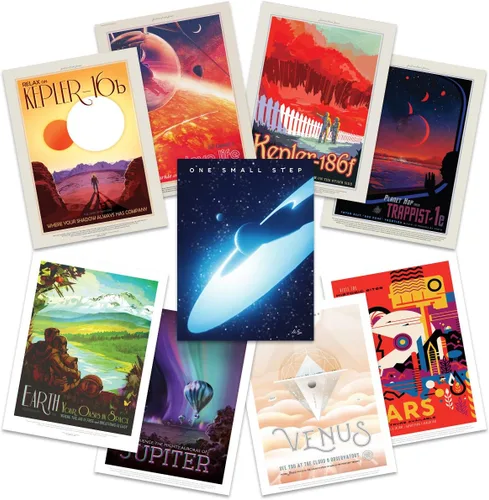 Miniatura 10 de Póster de la NASA Space Grand Tour Travel Exploration Exoplanet Art Print Decoración para el hogar, paquete de 17 – incluye impresión personalizada
