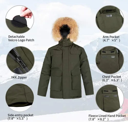 Miniatura 7 de Men's Ski Jacket Down Insulated Waterproof Winter Jacket Windproof Snowboard Snow Coat