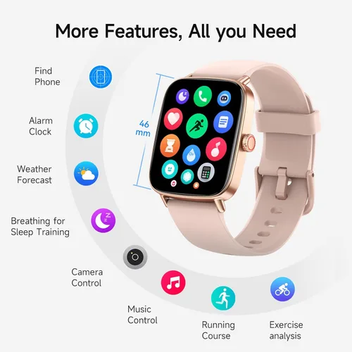 Miniatura 9 de Reloj inteligente para mujer, reloj inteligente HD de 1.85 pulgadas, compatible con iPhone/Samsung/Android (respuesta/hacer llamadas), más de 100