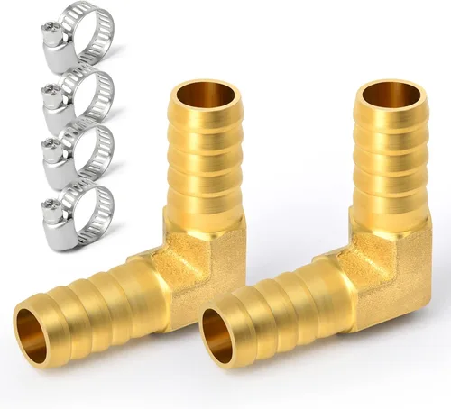 Miniatura 26 de GASHER 20 Piezas Reductor de Púas de Manguera de Latón, 1/2 Pulgada a 1/2 Pulgada (12.7mm) ID de Manguera con 40 Abrazaderas de Manguera, Reductor