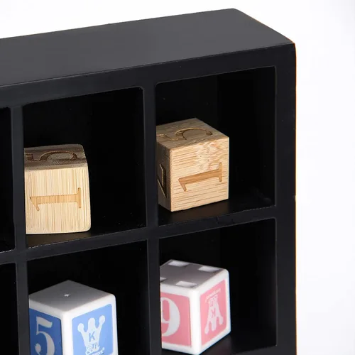 Miniatura 6 de Vitrina negra de 18 x 13 pulgadas, madera maciza montada en la pared, 28 ranuras, estante pequeño para gabinete Curio (sin puerta)