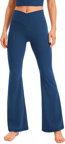 CRZ YOGA Butterluxe - Leggings acampanados cruzados para mujer de 31 pulgadas, cintura alta en V, pantalones de yoga de pierna ancha