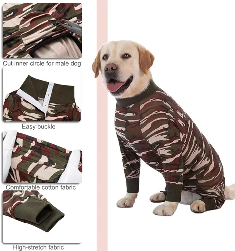 Miniatura 5 de Traje de recuperación para perros grandes y medianos después de la cirugía, mameluco antilameduras suave y transpirable para perros, alternativa al