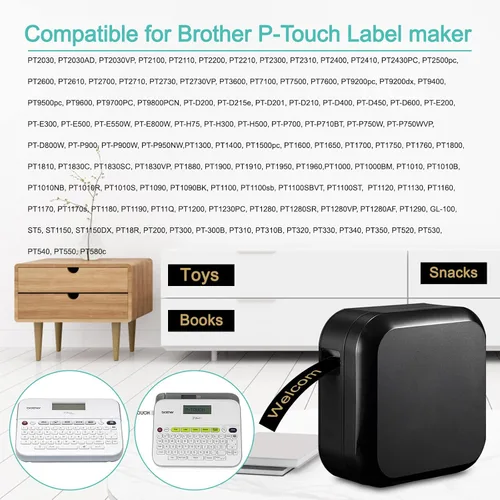 Miniatura 6 de NineLeaf Paquete de 10 cintas compatibles con Brother TZe-334 TZe334 TZ-334 TZ334 de 0.472 in, 1/2 pulgadas, 0.47 pulgadas, oro sobre negro, trabajo