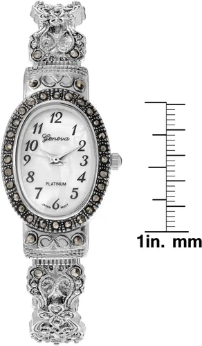 Miniatura 3 de Geneva Reloj de mujer platino marcasita ovalada