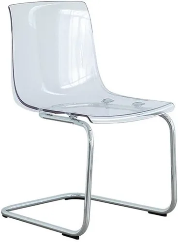 Miniatura 4 de Sillas de comedor transparentes, silla de acrílico transparente, sillas de cocina fantasma con patas de metal plateado, sillas de plástico modernas