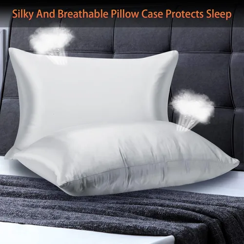Miniatura 4 de Juego de 2 fundas de almohada de seda de morera para cabello y piel, con cremallera oculta. Ambos lados 19 Momme a prueba de alérgenos, suave