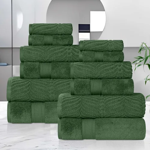 Miniatura 56 de Superior Juego de toallas surtidas de algodón Chevron de 12 piezas, cero torsión, secado rápido, artículos esenciales para el hogar, ducha, spa