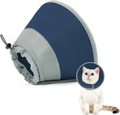 Miniatura 10 de Collar de cono de gato suave para dejar de lamer, ajustable, plegable, ligero, conos para gatitos después de la cirugía, recuperación para gatos