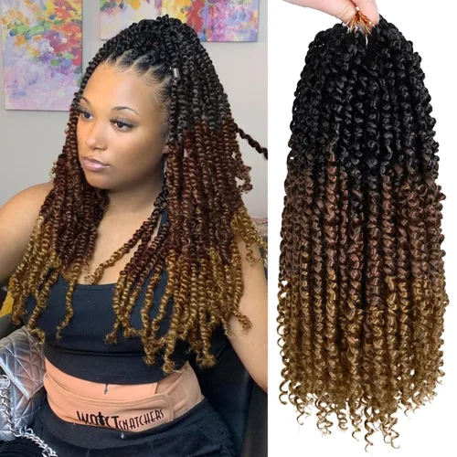 Miniatura 26 de Pelo de Passion Twist – 8 paquetes de 18 pulgadas Passion Twist Crochet para mujeres, cabello rizado pretrenzado Passion Twists extensiones de #2