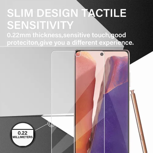 Miniatura 5 de Protector de pantalla de vidrio templado para Galaxy Note 20 + protector de lente de cámara [2 + 2 unidades] [huellas dactilares compatibles]