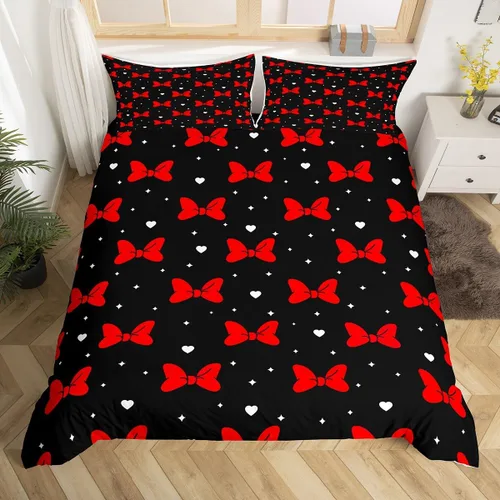 Miniatura 21 de Juego de funda de edredón con lazo de dibujos animados para niños, tamaño individual, juego de ropa de cama de mariquita, escarabajo, insecto