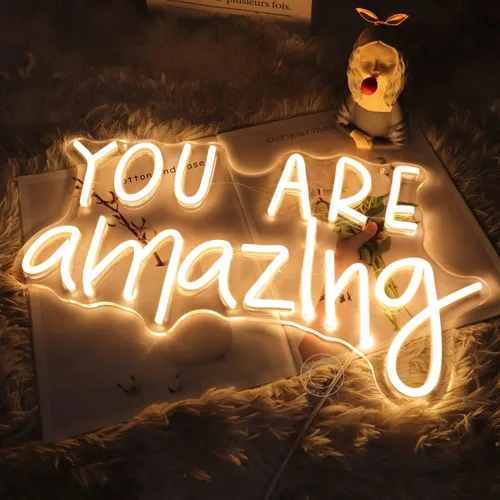 Miniatura 5 de SYLHOME Letrero de luz LED de neón "You Are Amazing" 5V para niñas, niños, dormitorio, sala de estar, aula, decoración de pared colgante