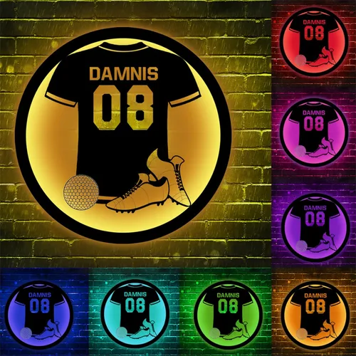 Miniatura 7 de Letrero de metal de béisbol personalizado con luz LED, nombre de camiseta de béisbol personalizable, número, decoración de pared, regalo para casco