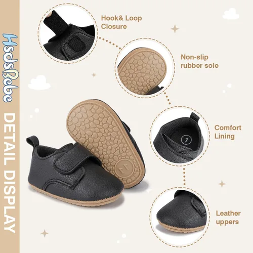 Miniatura 6 de HsdsBebe Zapatos Oxford de piel sintética con suela de goma suave, antideslizantes, para niños y niñas, para caminar, mocasines