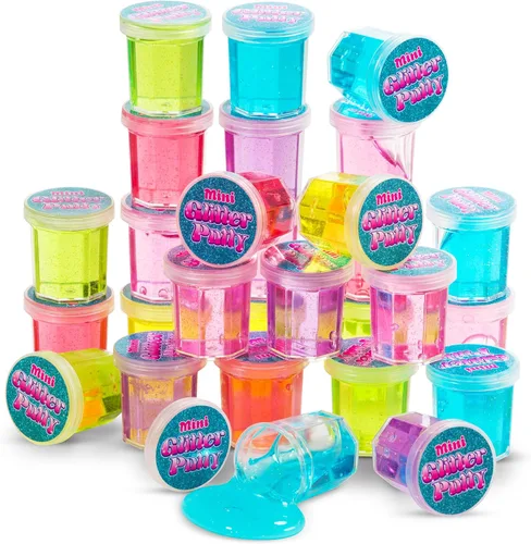 Mini masilla con purpurina – Paquete a granel de 48 mini limo para niños recuerdos de fiesta en varios colores neón arcoíris para fiesta de