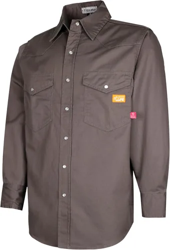 Miniatura 17 de Camisa de trabajo resistente al fuego Titicaca FR Camisa resistente al fuego para hombres de algodón 7.5oz camisa de soldadura Gris
