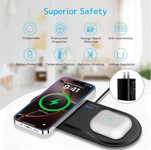 Miniatura 2 de Almohadilla de carga inalámbrica de 40W, almohadilla de carga rápida inalámbrica dual de 20W para Samsung Galaxy S25, S24, S23/Note 20/10/Buds