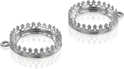 Miniatura 7 de Stera Jewelry Corona redonda de bisel de plata de ley 925 de 0.472-0.709 in con fornituras de bucle