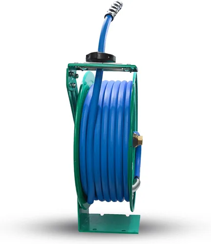 Miniatura 5 de RMX BluSeal Carrete de manguera de agua retráctil automático con manguera de jardín de goma de agua caliente y fría, boquilla rociadora