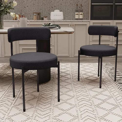 Miniatura 18 de Silla de escritorio sin ruedas, silla decorativa cómoda para sala de estar, comedor, dormitorio, oficina en casa, moderna de mediados de siglo