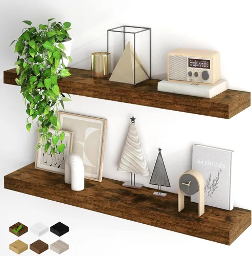 Miniatura 68 de Fun Memories Estantes flotantes para pared, estantes flotantes de 48 pulgadas de largo, juego de 1, estante colgante con soportes invisibles