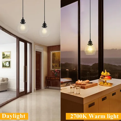 Miniatura 9 de Luces colgantes para isla de cocina, lámpara colgante negra con pantalla de cristal, lámpara colgante ajustable de 71 pulgadas para cocina, sala