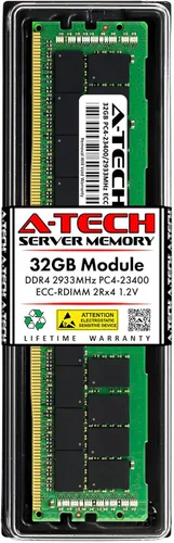 Miniatura 129 de A-Tech 4GB DDR4 2133MHz PC4-17000 ECC RDIMM 1Rx8 Single Rank 1.2V ECC Registered DIMM de 288 pines Módulo de actualización de memoria RAM