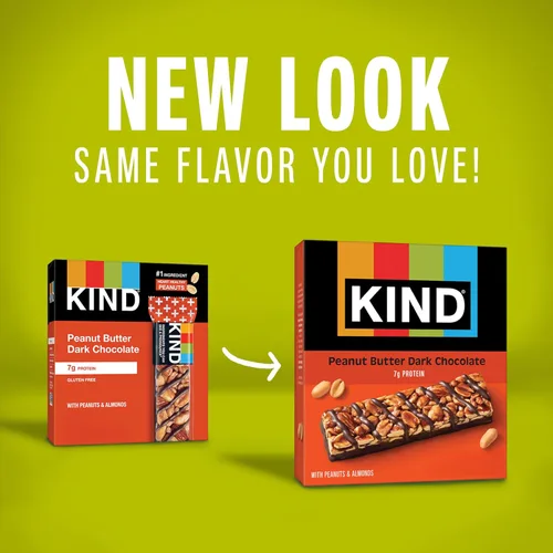 Miniatura 5 de KIND Barras de mantequilla de maní chocolate amargo, sin gluten, aperitivos saludables, 6