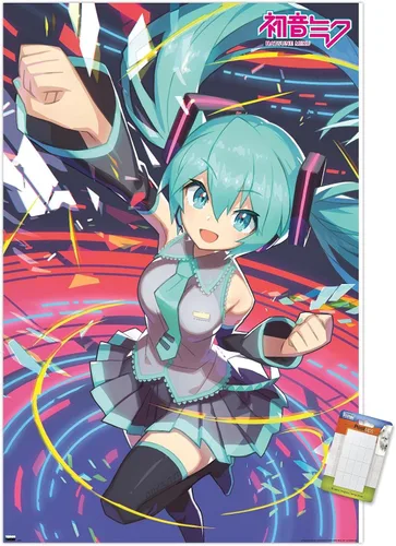 Miniatura 12 de Hatsune Miku - Póster de pared con puño, 22.4 pulgadas de largo x 14.7 pulgadas de ancho, versión enmarcada de madera de granero