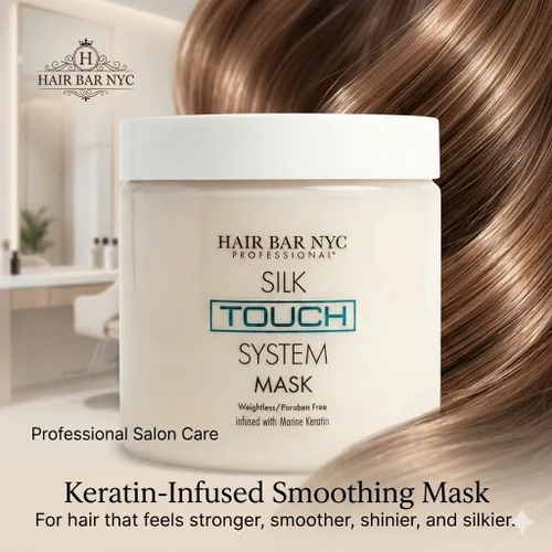 Miniatura 8 de Hair Bar NYC Silk Touch System - Mascarilla suavizante para el cuidado de queratina con proteína de queratina pura, biotina y aceites naturales
