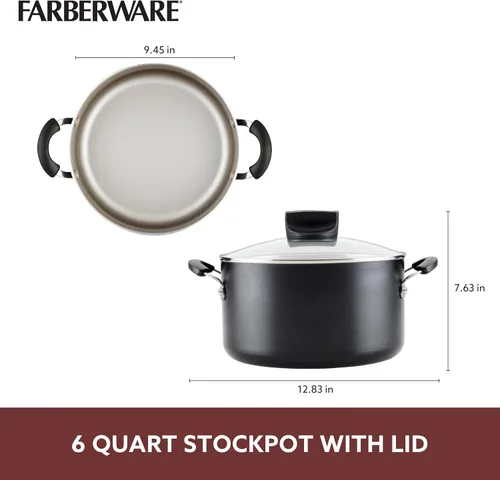 Miniatura 3 de Olla Farberware Smart Control antiadherente con tapa, capacidad de 6 cuartos de galón, negra