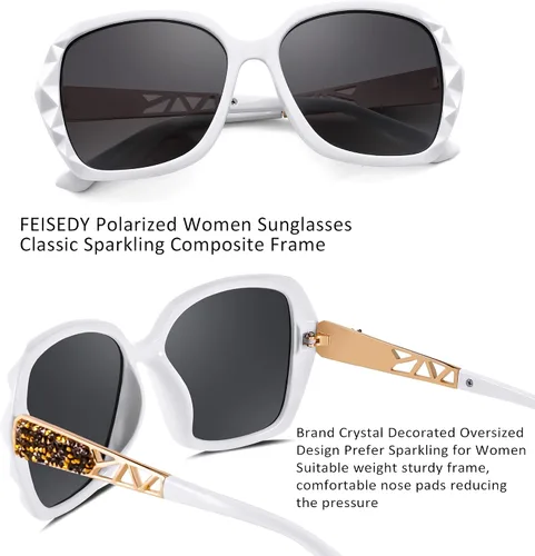 Miniatura 56 de FEISEDY - gafas de sol polarizadas para mujer, marco compuesto brillante B2289